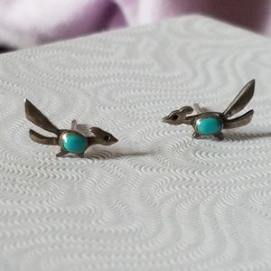 Sterling Silver and Turquoise Bird Earrings